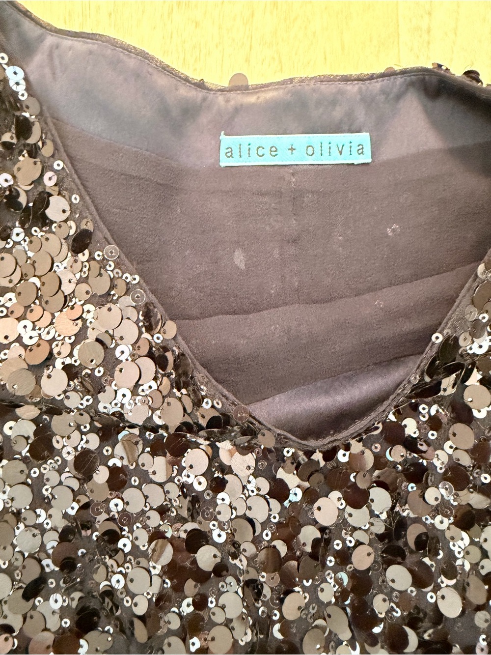 alice + olivia navy Sequin Scoop Neck Top